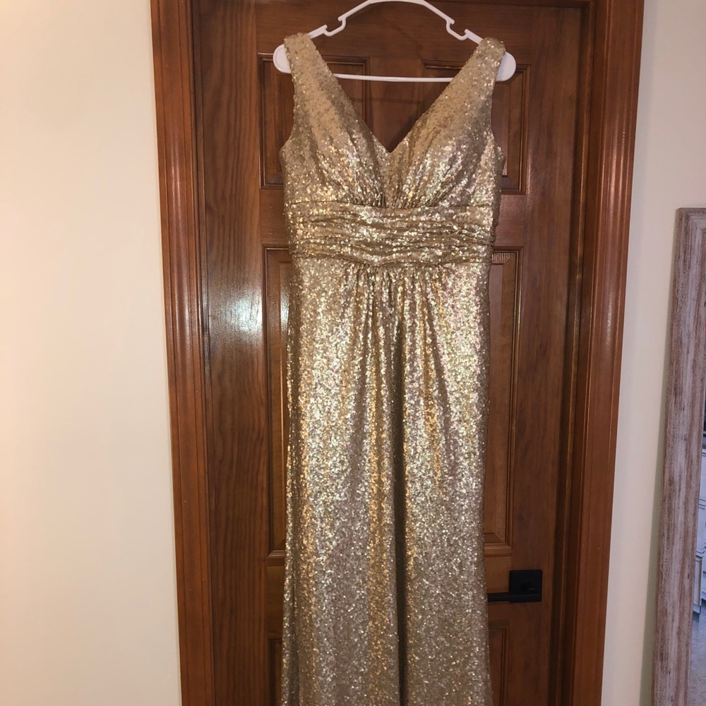 Matte gold long sequence dress